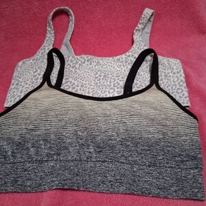 Victoria's Secret Gray Ombre & Leopard Seamless Sports Bra Set (2) Size L